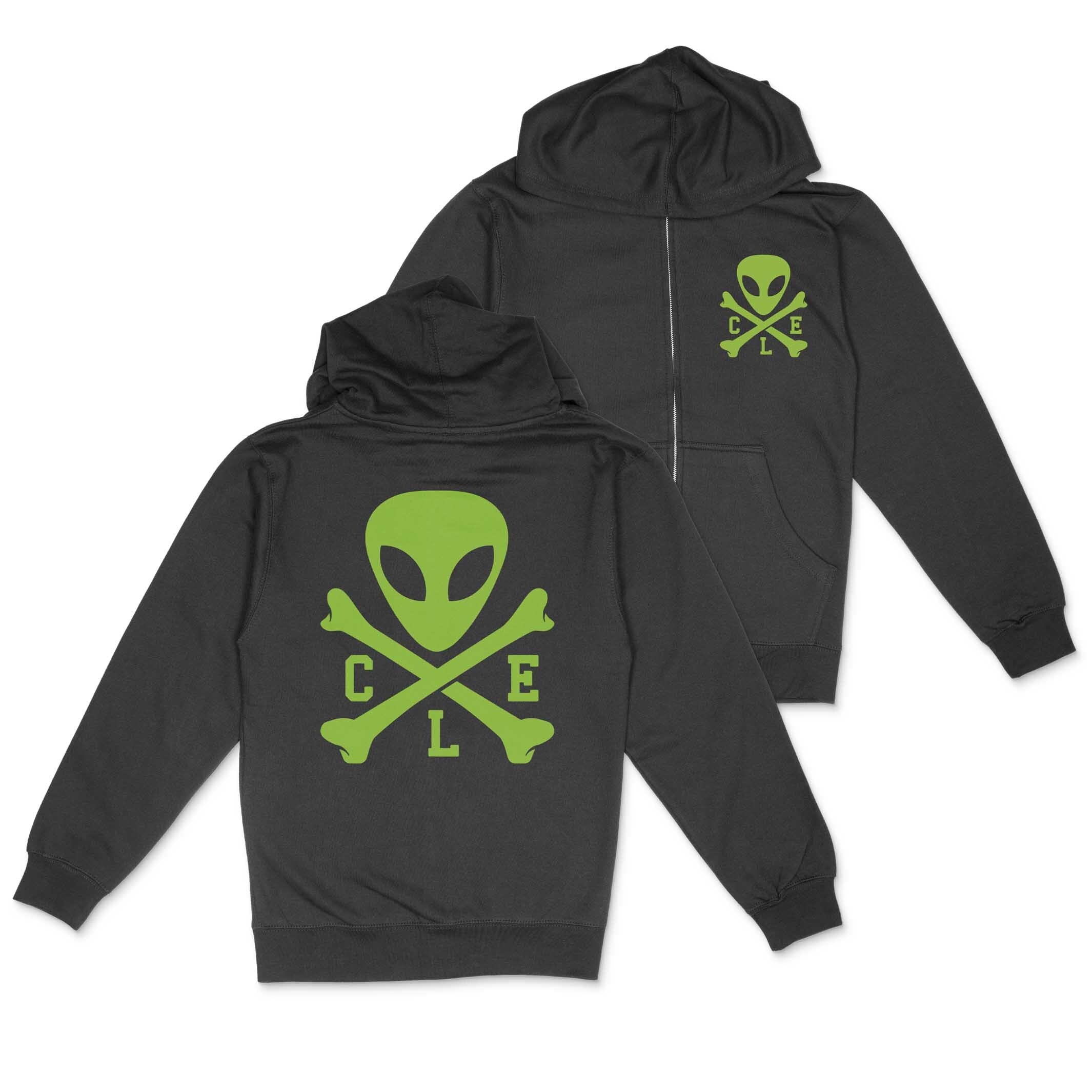 CLE Logo Alien Full-Zip Hoodie – Glow In The Dark