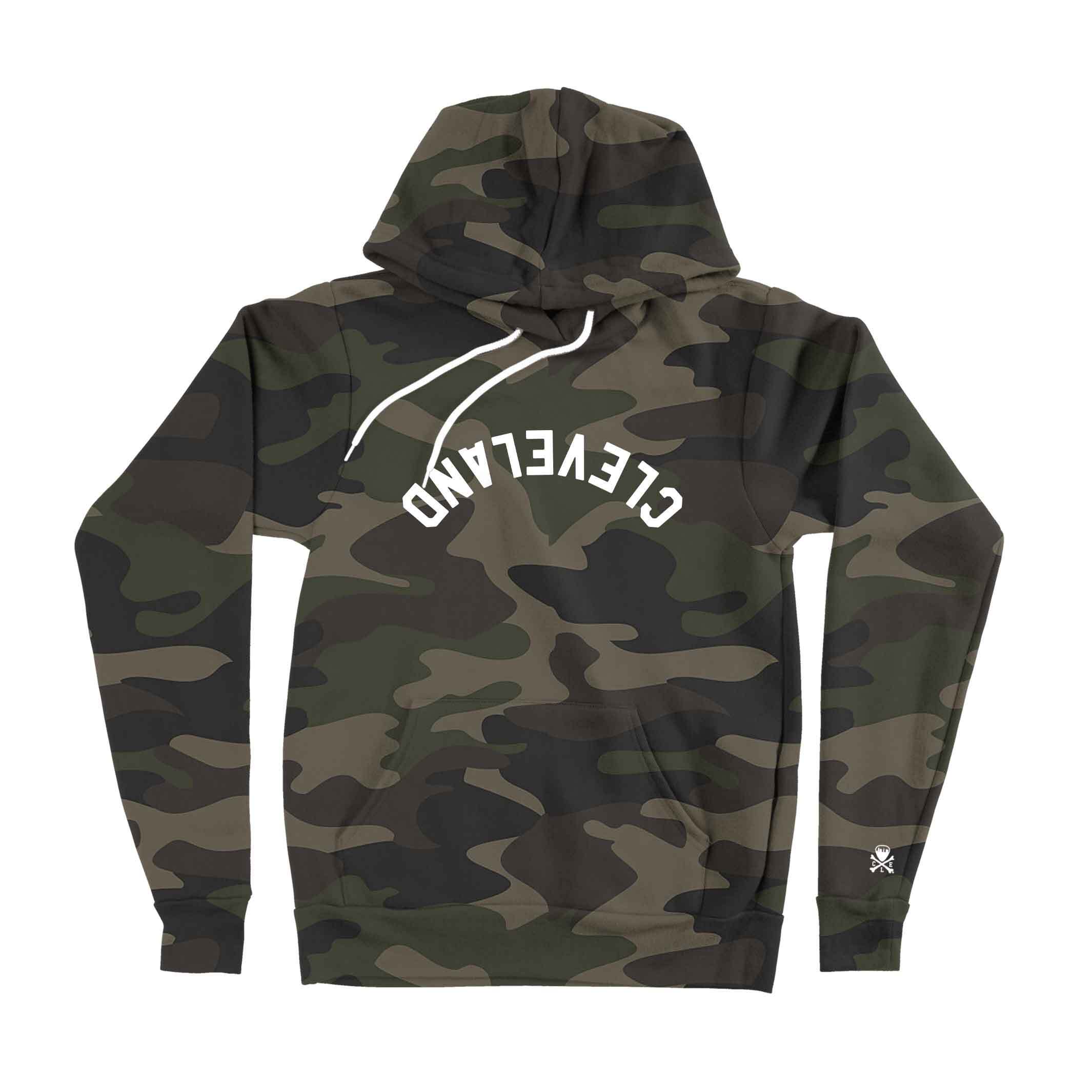 Cleveland Upside Down Arch – Unisex Pullover – Forest Camo