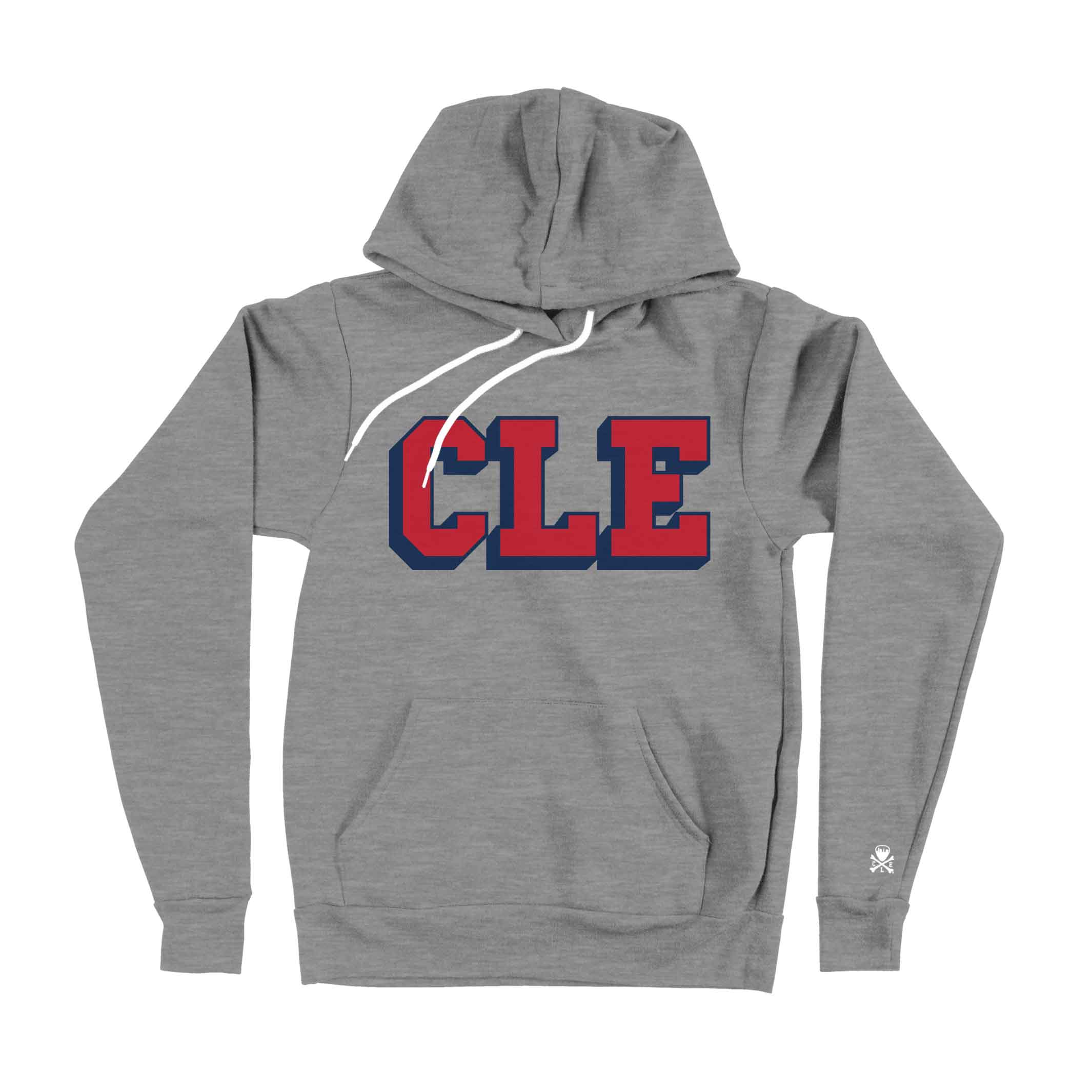 CLE College Pullover Hoodie – Navy/Red – Athletic Grey