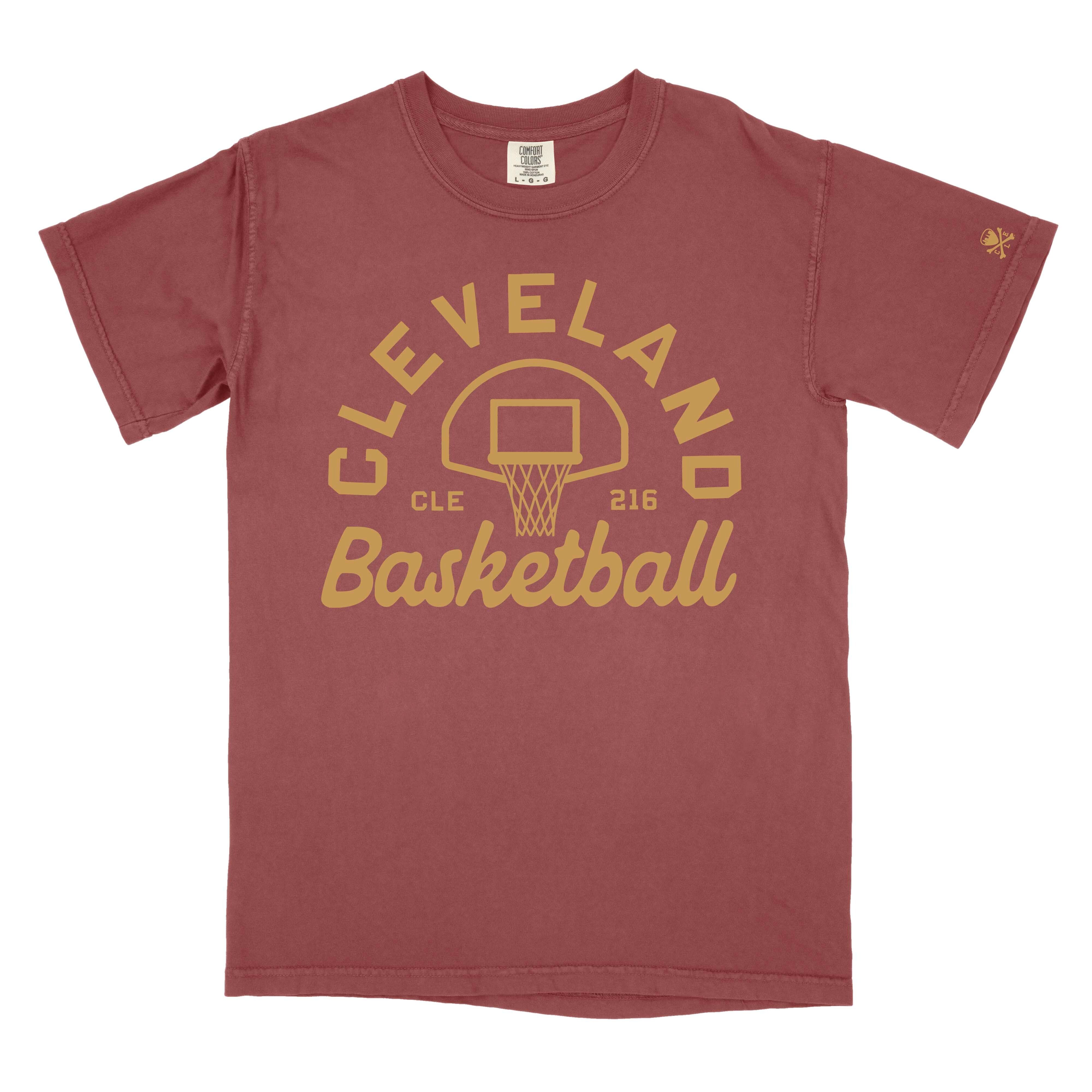 Cleveland Basketball Hoop Script – Mens/Unisex Crew T-shirt