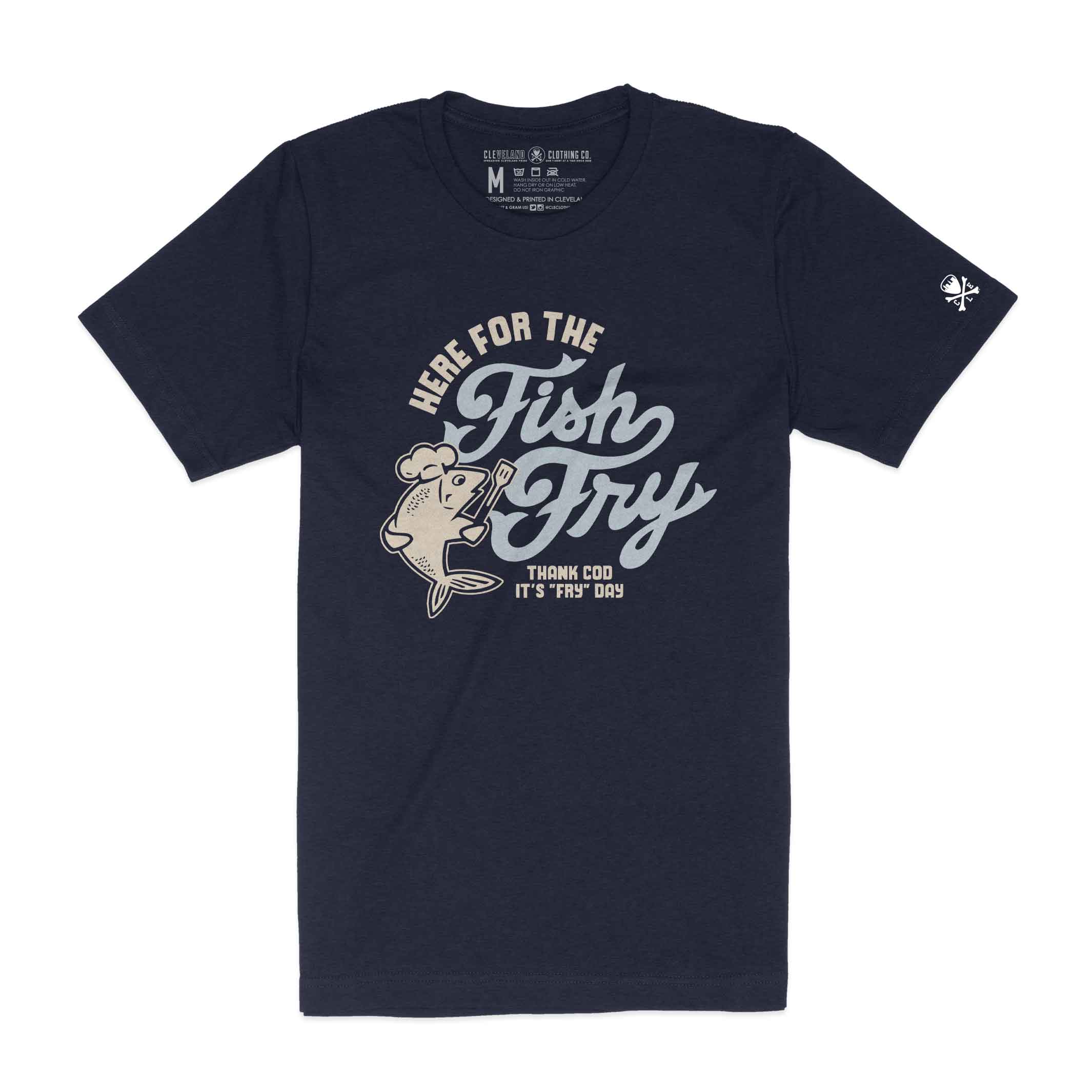 Here for the Fish Fry – Mens/Unisex T-Shirt – Heather Navy (ONLINE ONLY)