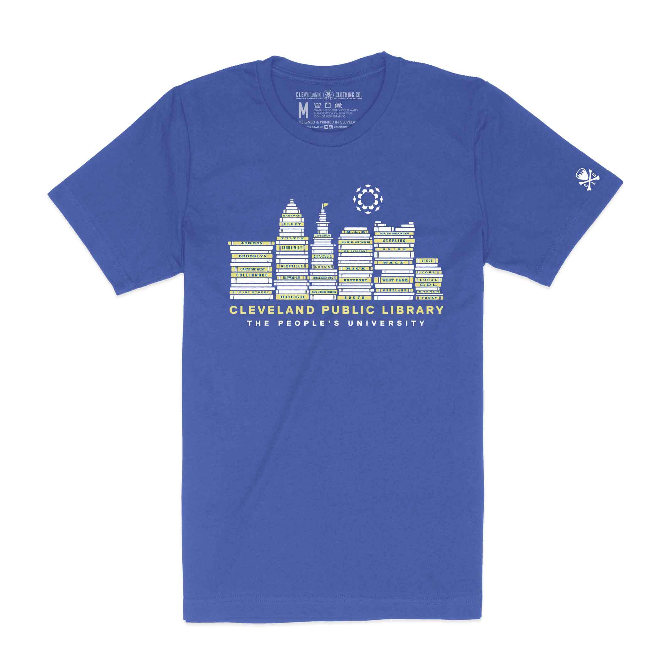 Cleveland Public Library Skyline – Mens/Unisex Crew T-Shirt