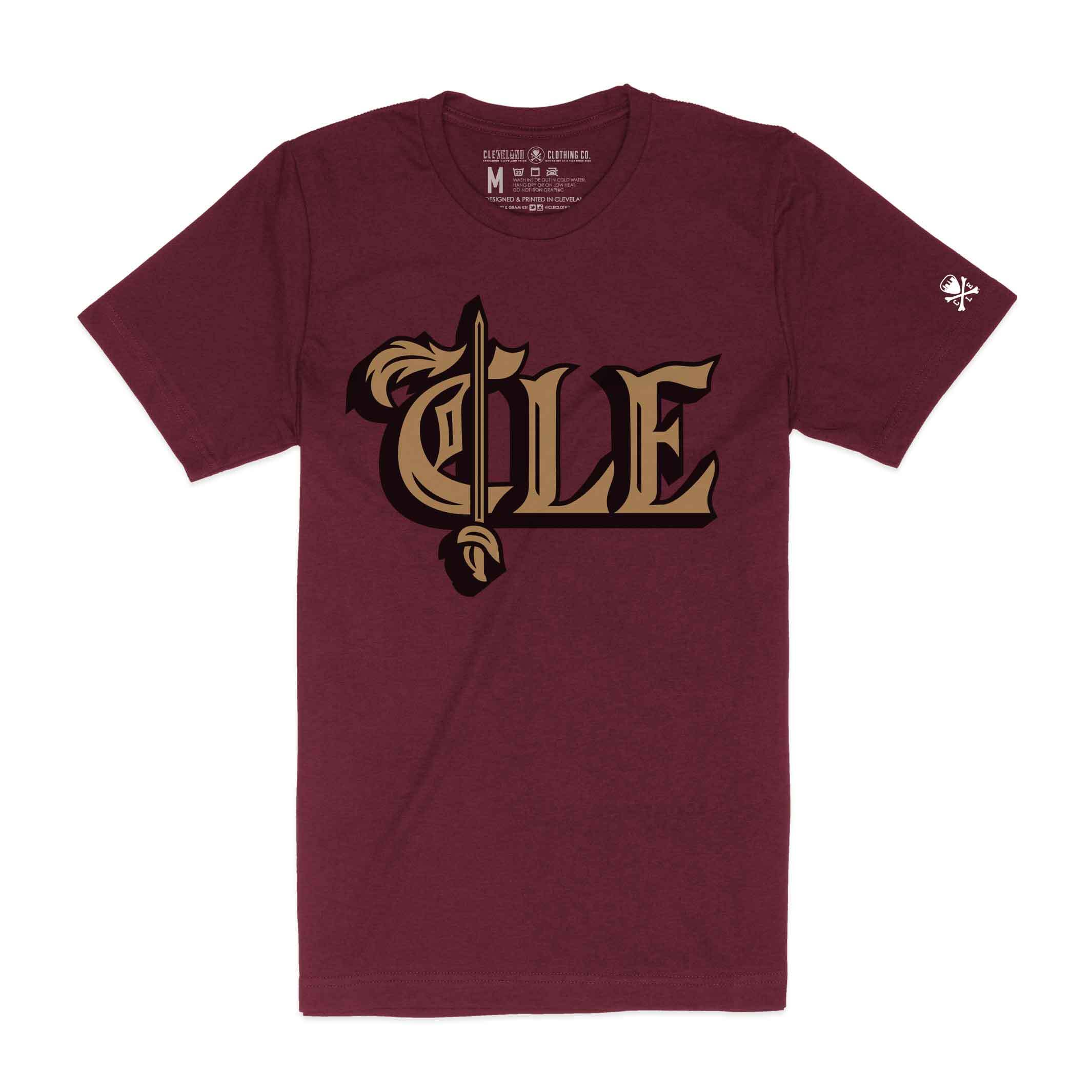 CLE Basketball Old English Sword – Mens/Unisex Crew T-Shirt