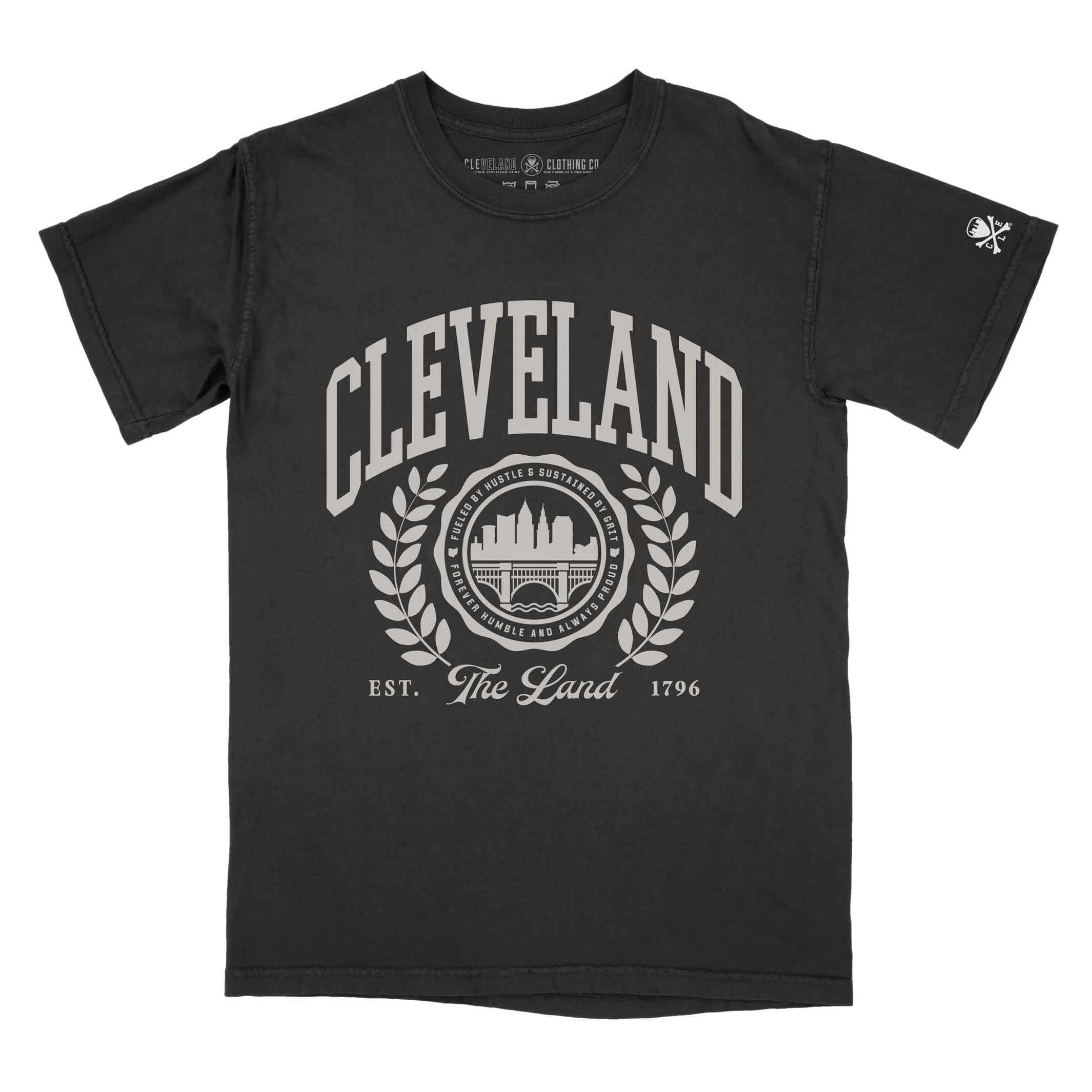 Cleveland Collegiate Seal – Mens/Unisex Crew T-shirt – Black